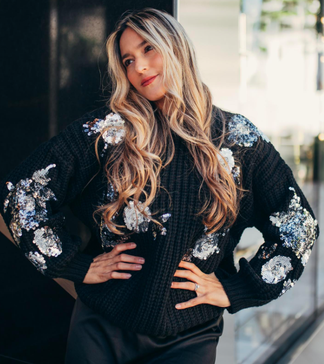 Embellished sequined Floral Sweater